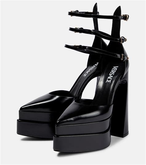 versace platform pumps|versace leather platform strappy pumps.